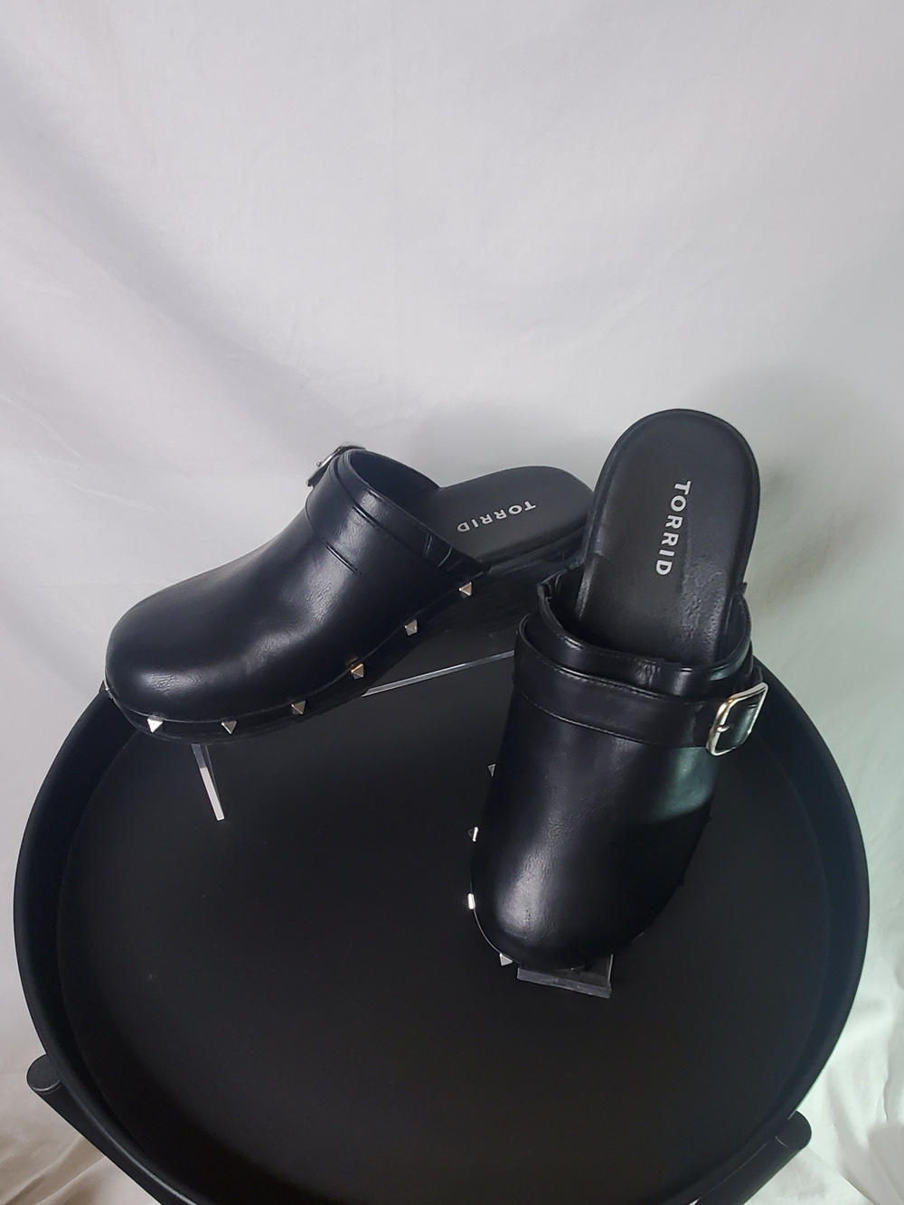 Torrid Black Studded Slip-On Clogs with Buckle